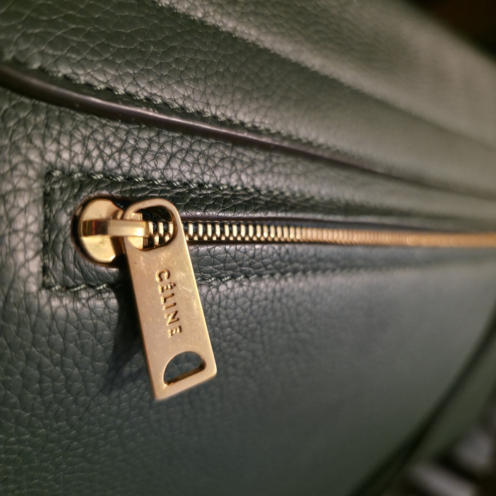 Celine Trapeze Medium Bag Green Calfskin Leather Gold Hardware Excellent w/ Tags - Picture 8 of 16